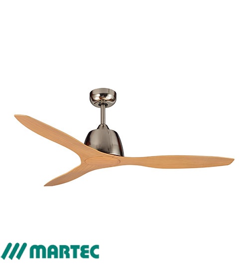Martec Elite 48" Ceiling Fan - Brushed Nickel with Bamboo Finish Blades