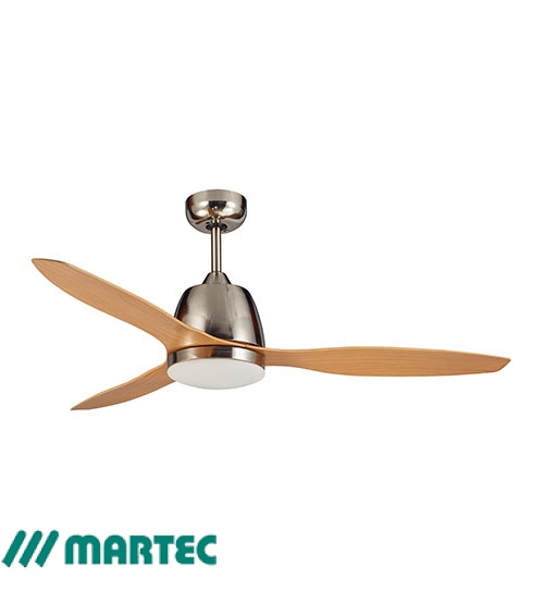 Martec Elite 48" Ceiling Fan with 20W LED Light CCT Switch - Brushed Nickel with Bamboo Finish Blades